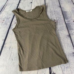 Mollo Rello Olive Green Cotton Tee Top Tank Medium